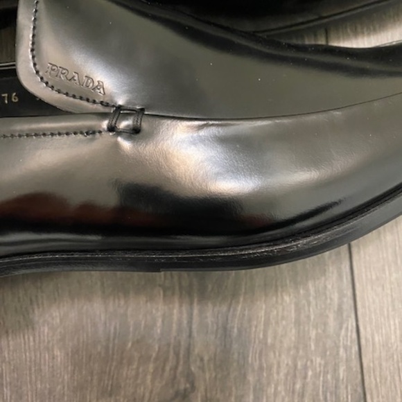 Prada Brushed Black Leather Loafers Size US 10.5 NWT - Picture 4 of 14
